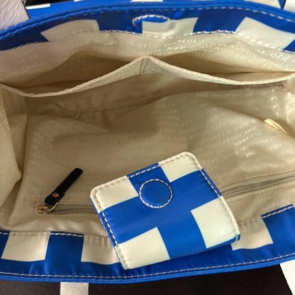 Kate Spade Purse Berry Street Elise Tote Bag Blue White Shoulder Gingham Nylon - Picture 12 of 12